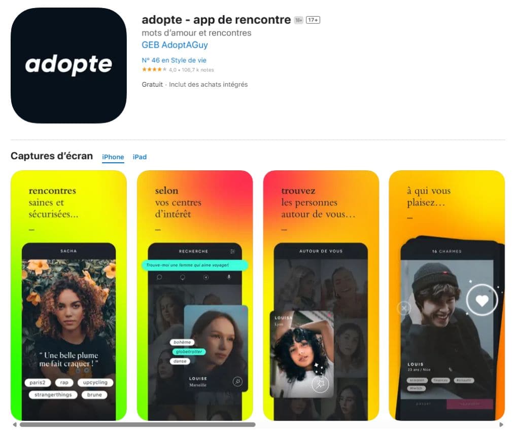 Comparatif appli rencontre Adopte