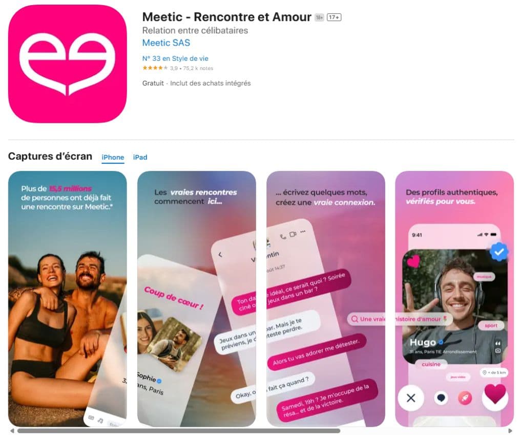Comparatif appli rencontre Meetic