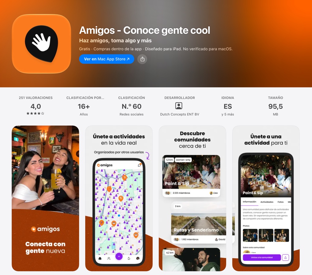 Ficha de Amigos, conoce gente cool, en la App Store de España